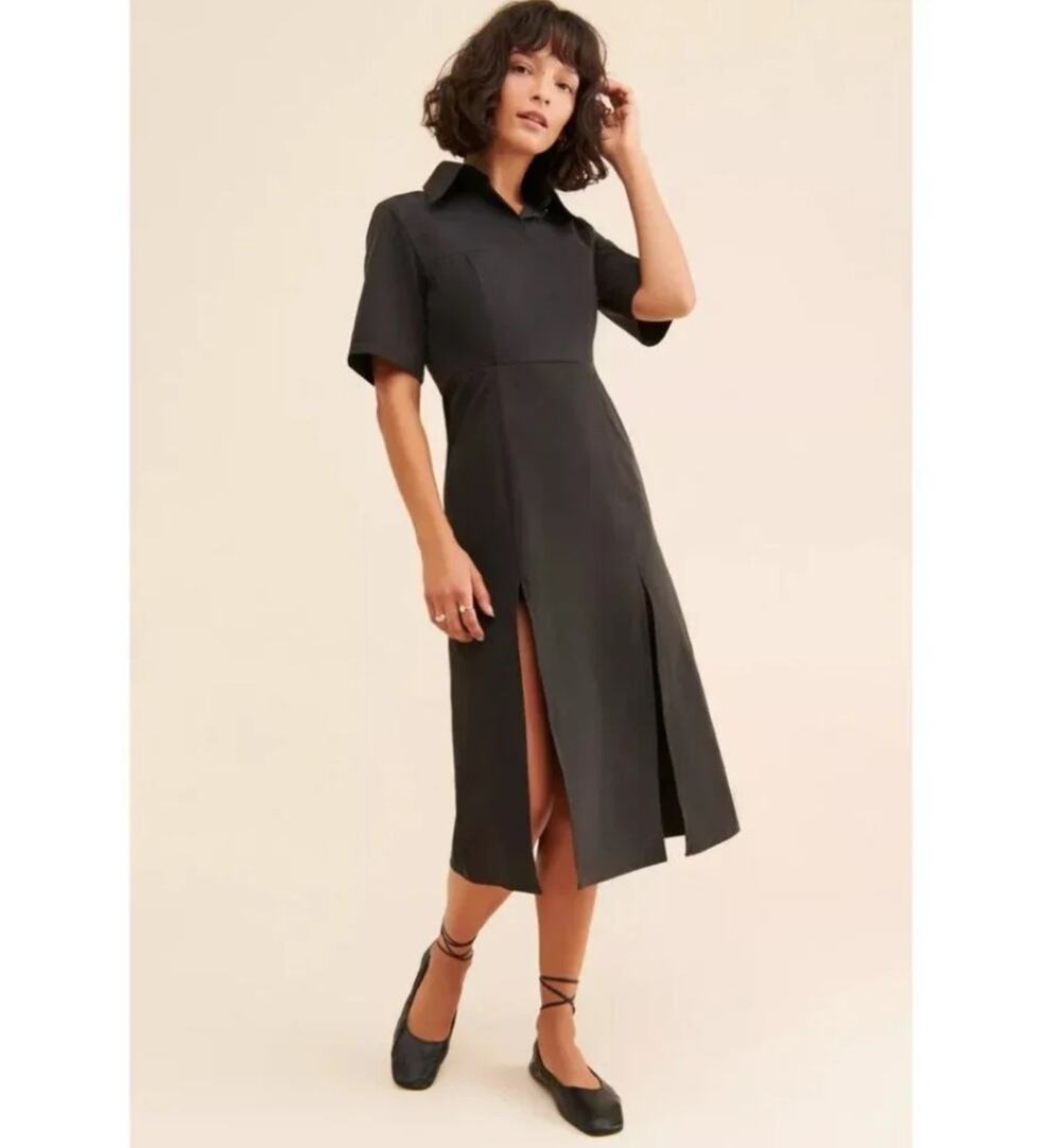 Ghospell "Power Slide" midi dress in black -